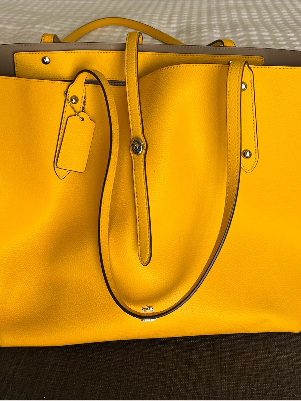 Coach golden Yellow Pebbled Leather Market Tote